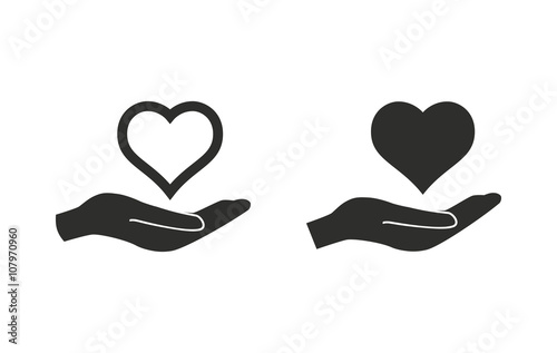 Heart in hand - vector icon.