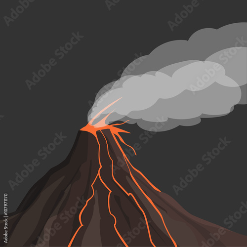 Volcano eruption. Vector illustration