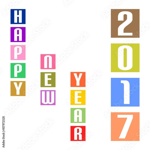 Free Download New Year Greetings for 2017 with colorful cubes beneath it in columns with colored inscription Happy New Year 2017 on a white background - GFXLoad