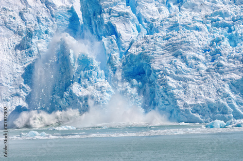 ice collapse in the Spegazzini Glacier  patagonia  argentina