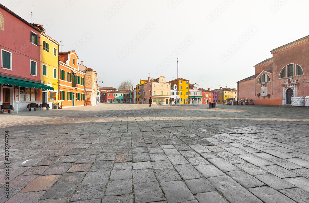 Panorama from a little square in burano Island, Venice