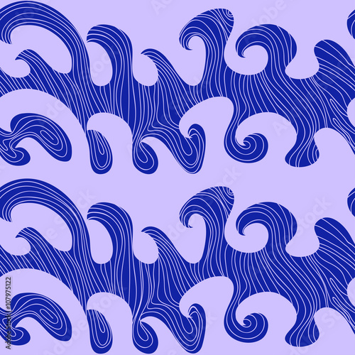 decorative pattern of abstract waves curls hand-drawn