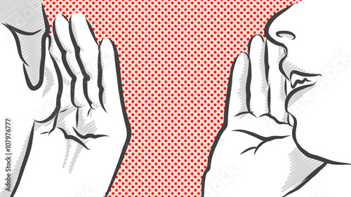 Gossip listen Comic vintage clipart