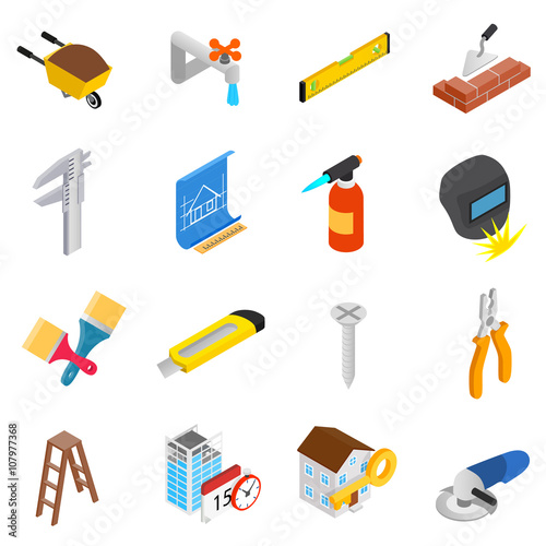 Repair and construction working tools icons set