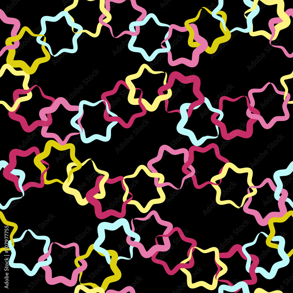 Cute vector geometric seamless pattern. Brush strokes and stars. Hand drawn grunge texture. Abstract forms. Endless texture can be used for printing onto fabric or paper Cute vector geometric seamless pattern. Brush strokes and stars. Hand drawn grunge texture. Abstract forms. Endless texture can be used for printing onto fabric or paper