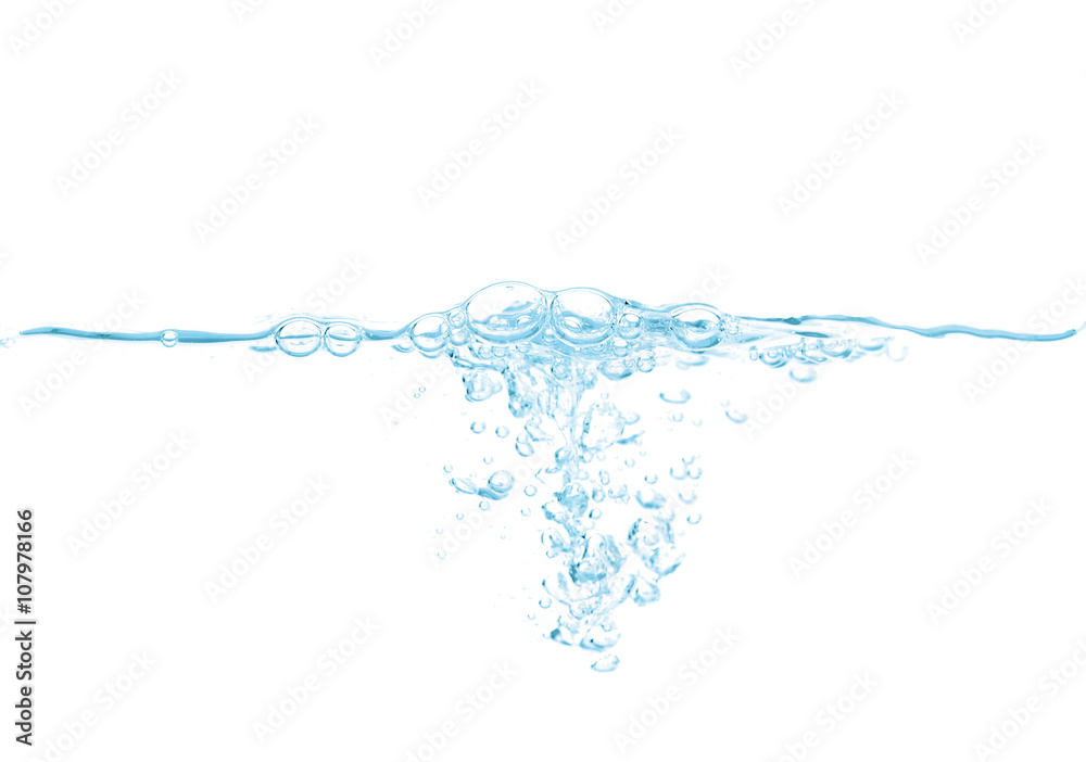 Water bubble / Water and water bubble on white background. Blue tone. Water bubble / Water and water bubble on white background. Blue tone.