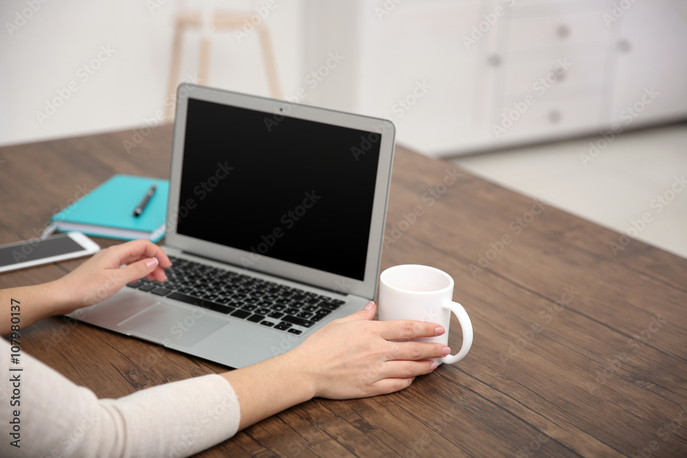 Work concept. Woman using laptop Work concept. Woman using laptop