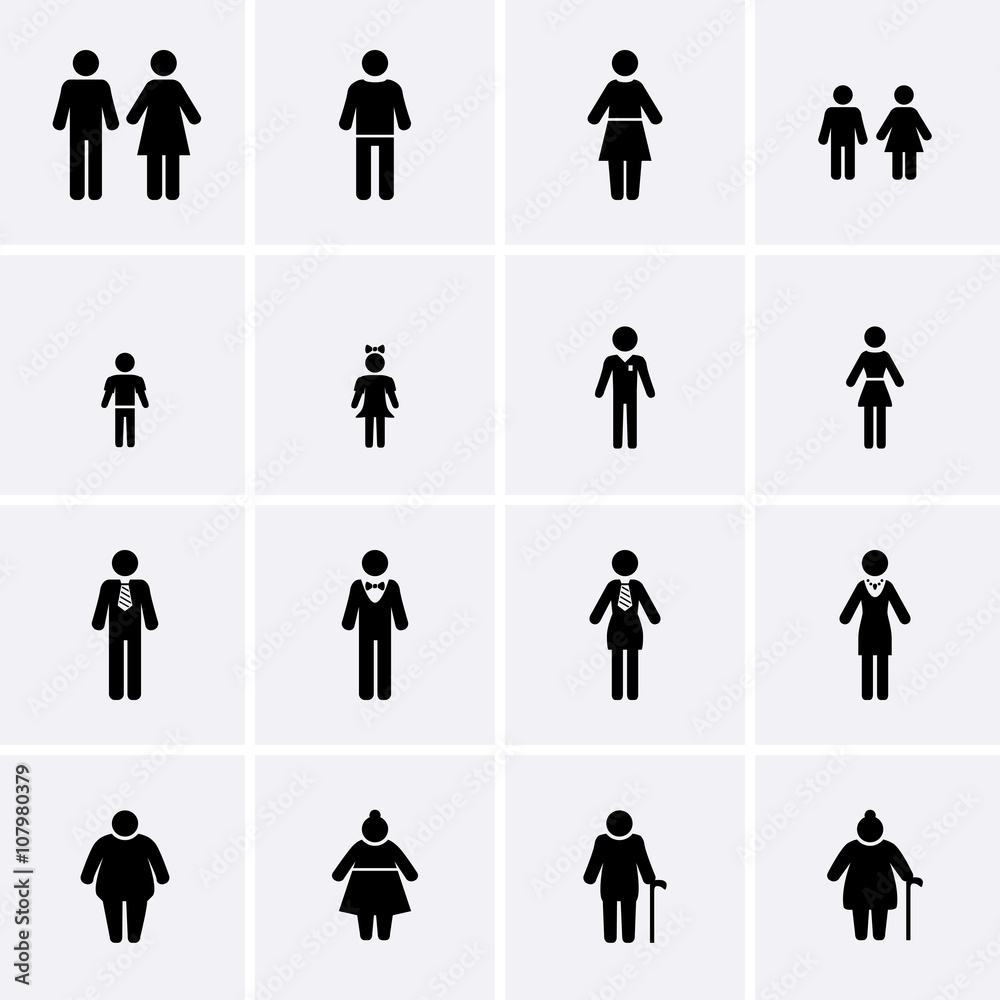 Family Icons. People Character. Man, Woman, Kid, Elder. Family Icons. People Character. Man, Woman, Kid, Elder.