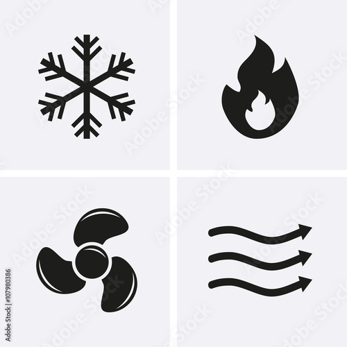 HVAC (heating, ventilating, and air conditioning) Icons. Heating