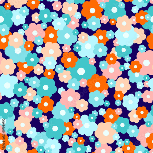 Fototapeta Naklejka Na Ścianę i Meble -  Daisy seamless  pattern. Small flowers background.