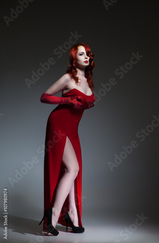Woman dressed like Jessica Rabbit