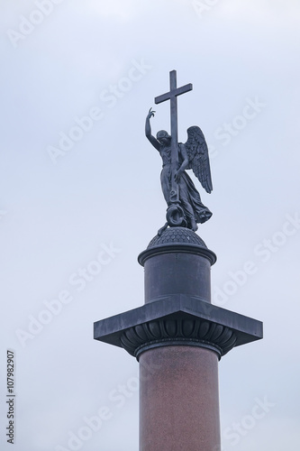 St. Petersburg  Russia - on March  13  2016  Alexander column in St. Petersburg  Russia.