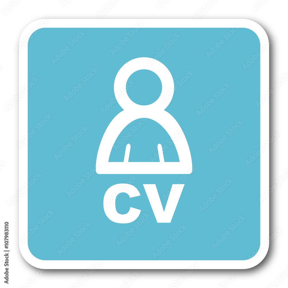 cv blue square internet flat design icon cv blue square internet flat design icon