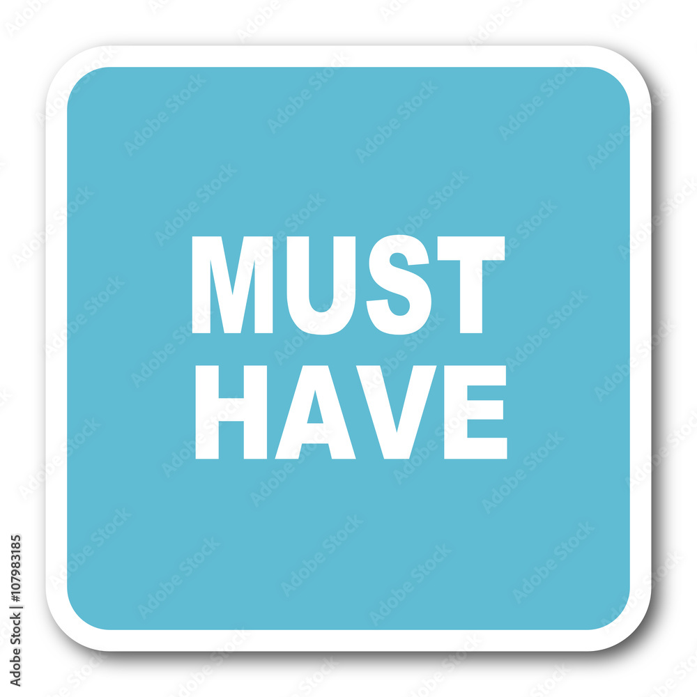 must have blue square internet flat design icon must have blue square internet flat design icon