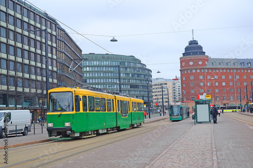 Helsinki, Finland - March, 14, 2016: tram in Helsinki, Finland