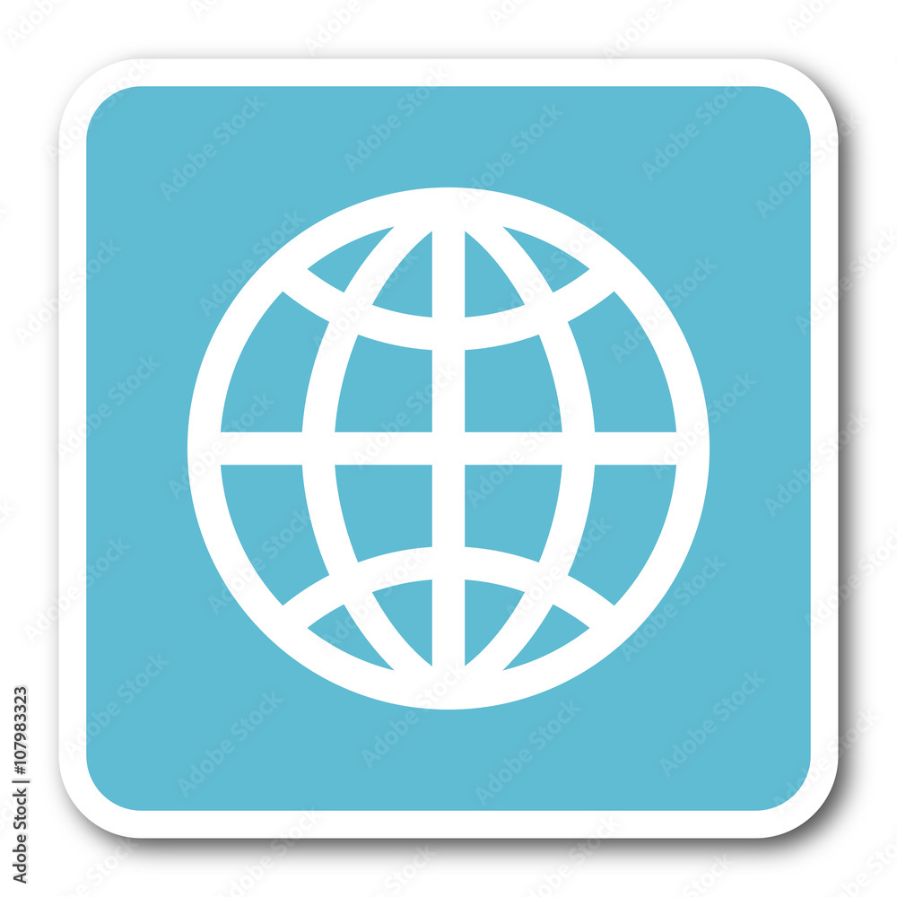 earth blue square internet flat design icon earth blue square internet flat design icon