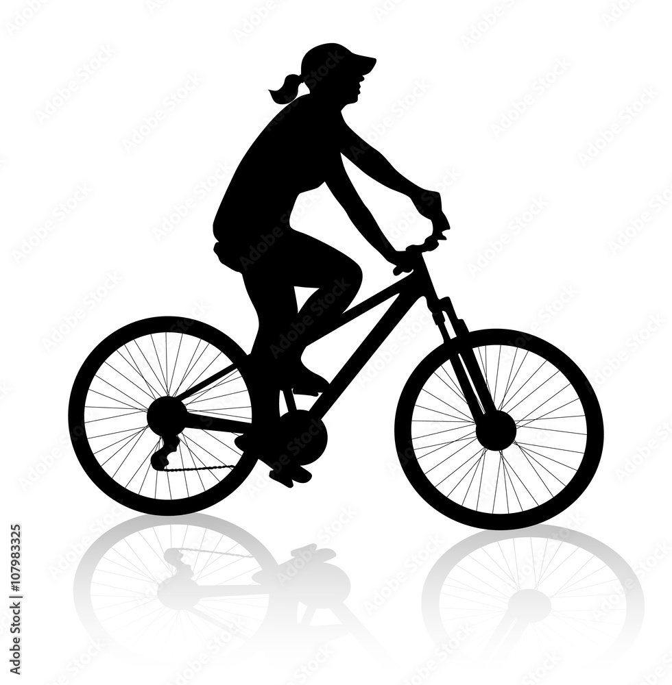 cyclist woman silhouette vector cyclist woman silhouette vector