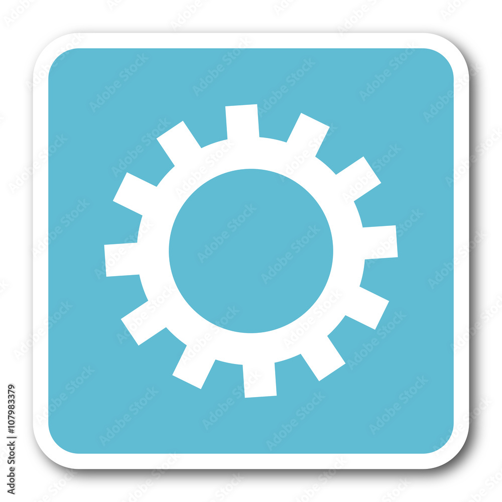 gear blue square internet flat design icon gear blue square internet flat design icon