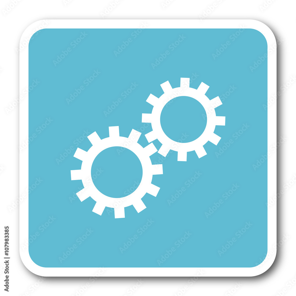 gear blue square internet flat design icon gear blue square internet flat design icon