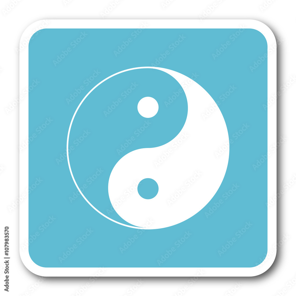 ying yang blue square internet flat design icon ying yang blue square internet flat design icon