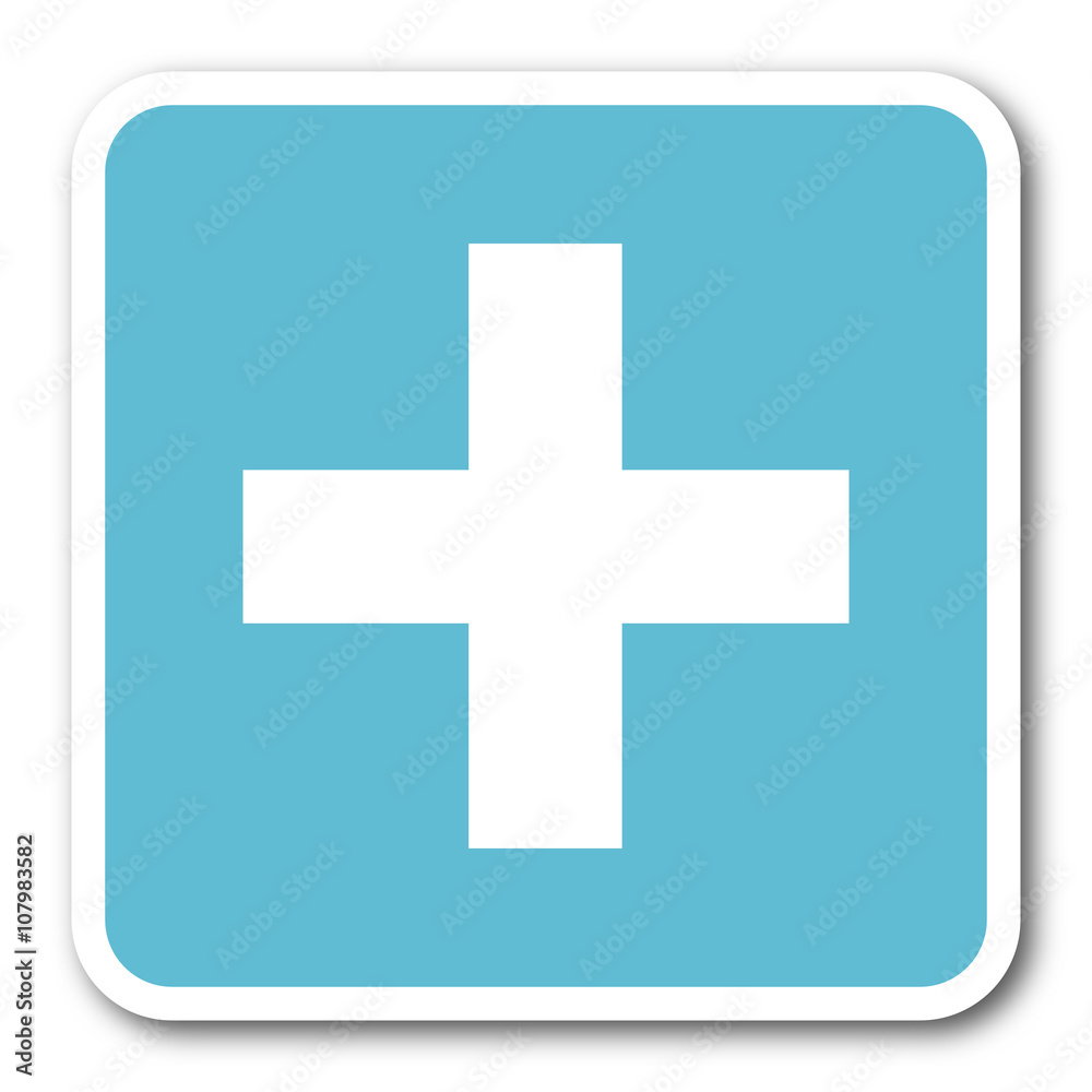 plus blue square internet flat design icon plus blue square internet flat design icon