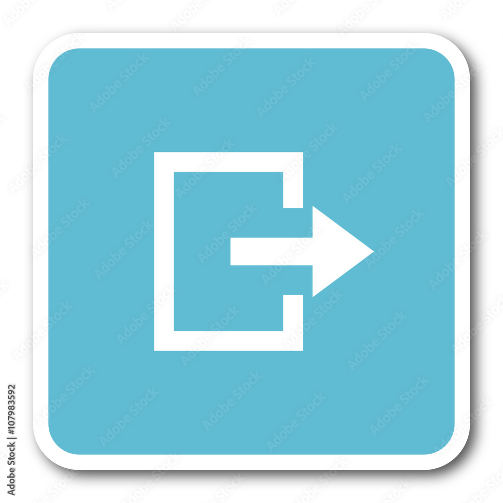 exit blue square internet flat design icon exit blue square internet flat design icon
