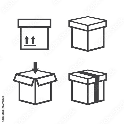 Line box vector icons. Box icon, package box, container linear box, packaging and delivery box