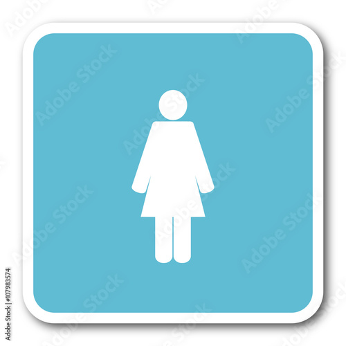 female blue square internet flat design icon