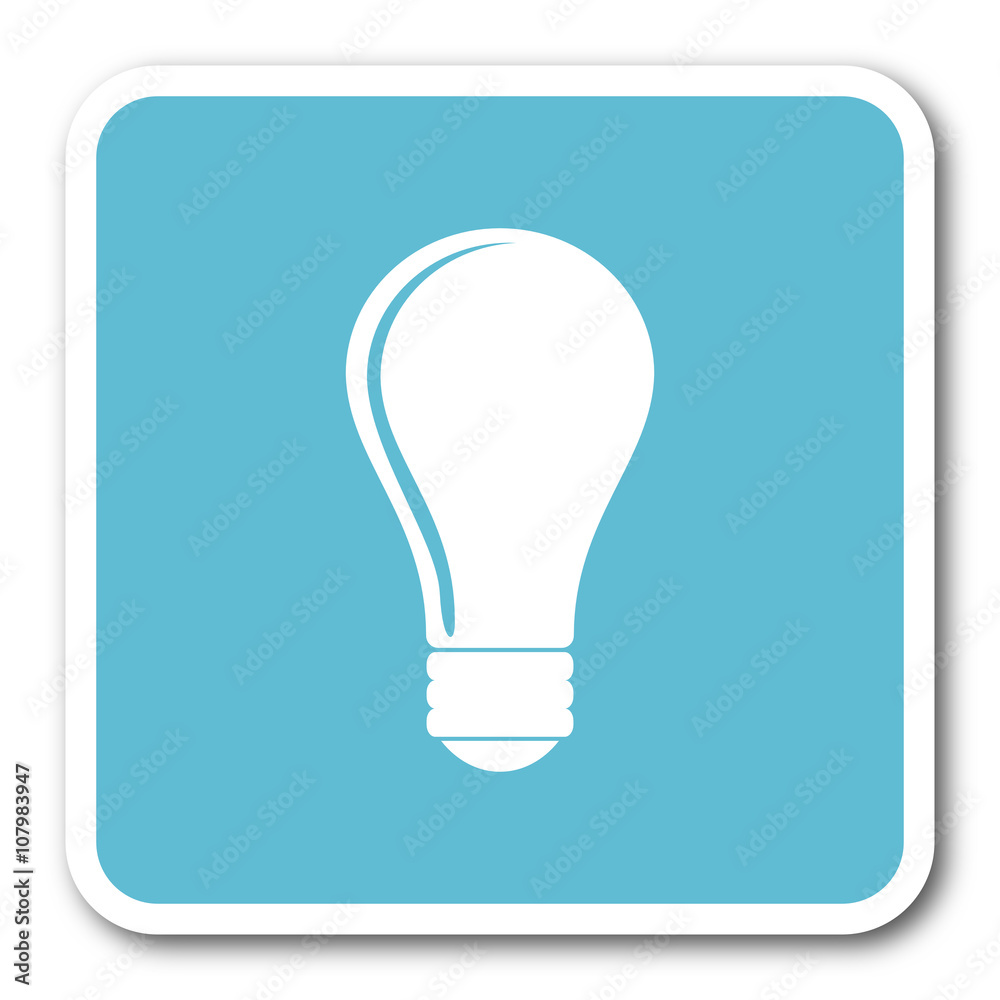 bulb blue square internet flat design icon bulb blue square internet flat design icon
