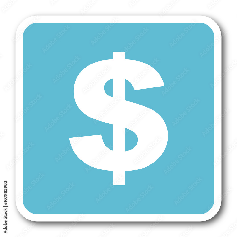 Obraz premium dollar blue square internet flat design icon