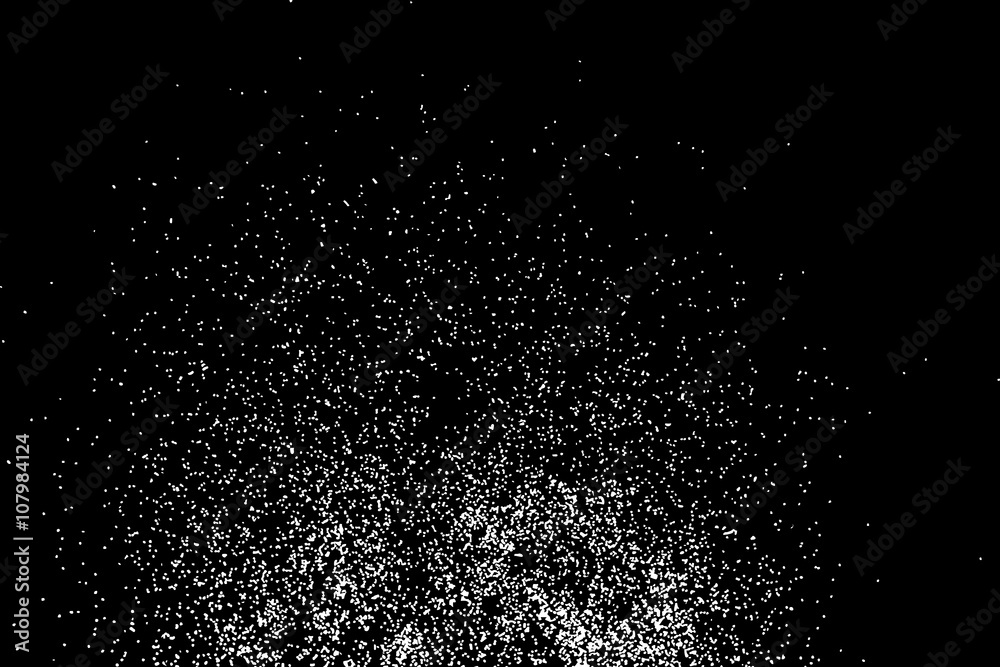 Falling snow on the black background. Magic night sky with stars pattern. Christmas Holiday mood background. New Year weather background.
