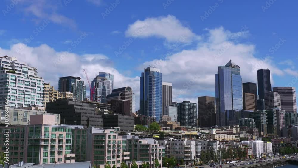 Seattle Downtown View With Clouds Time Lapse Seattle Downtown View With Clouds Time Lapse
