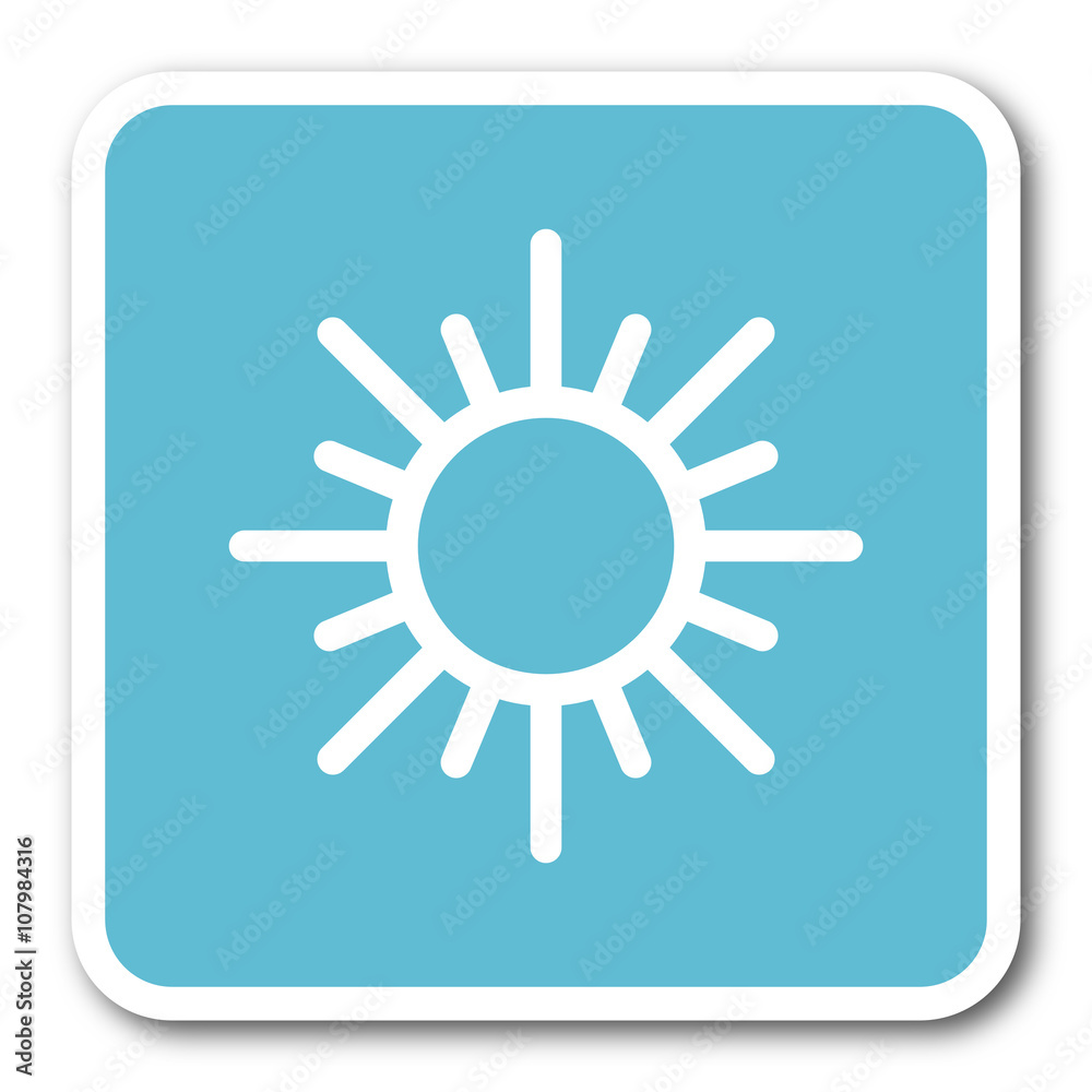 sun blue square internet flat design icon