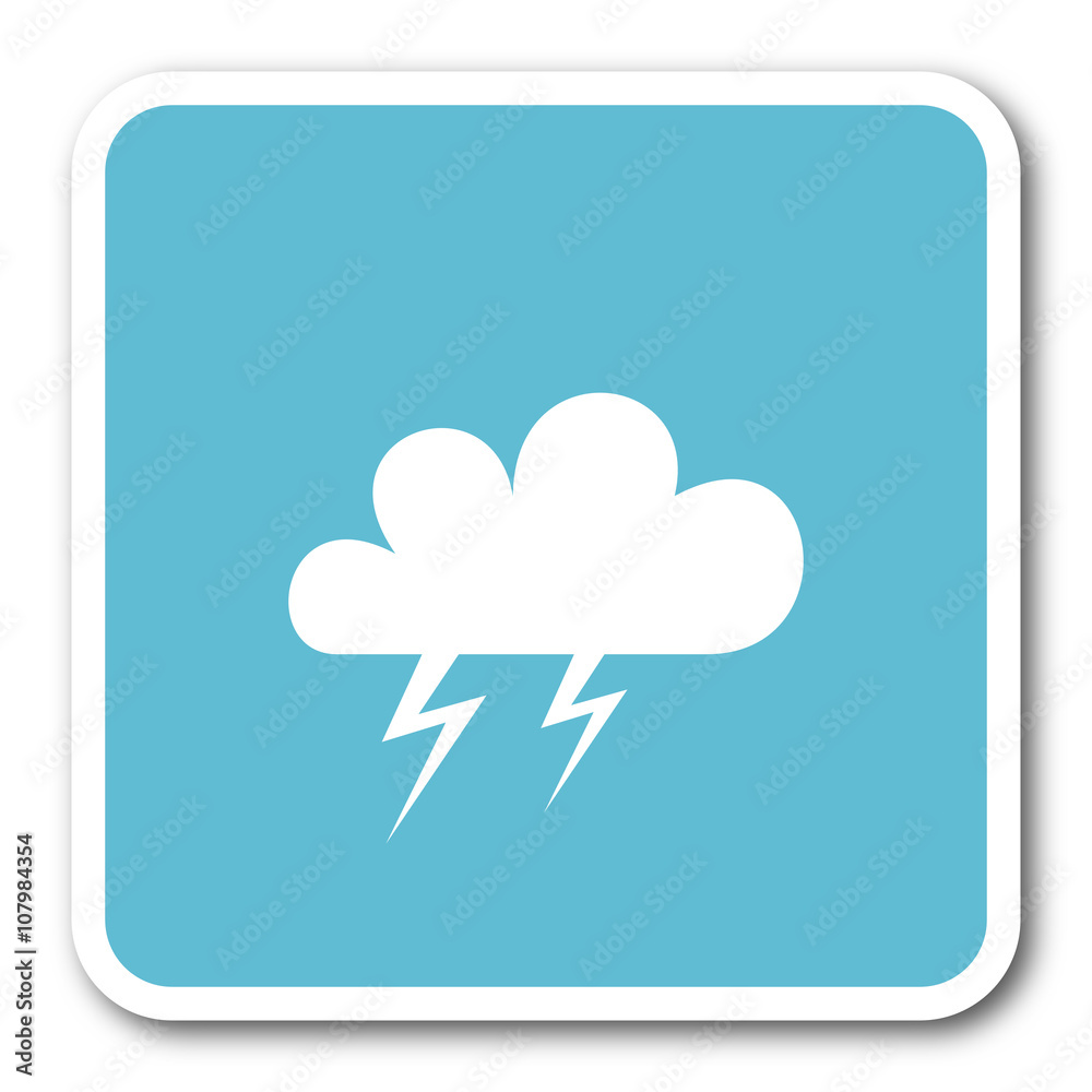 storm blue square internet flat design icon storm blue square internet flat design icon