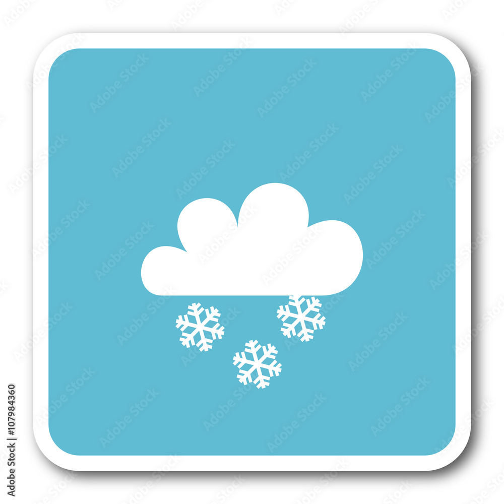 snowing blue square internet flat design icon snowing blue square internet flat design icon