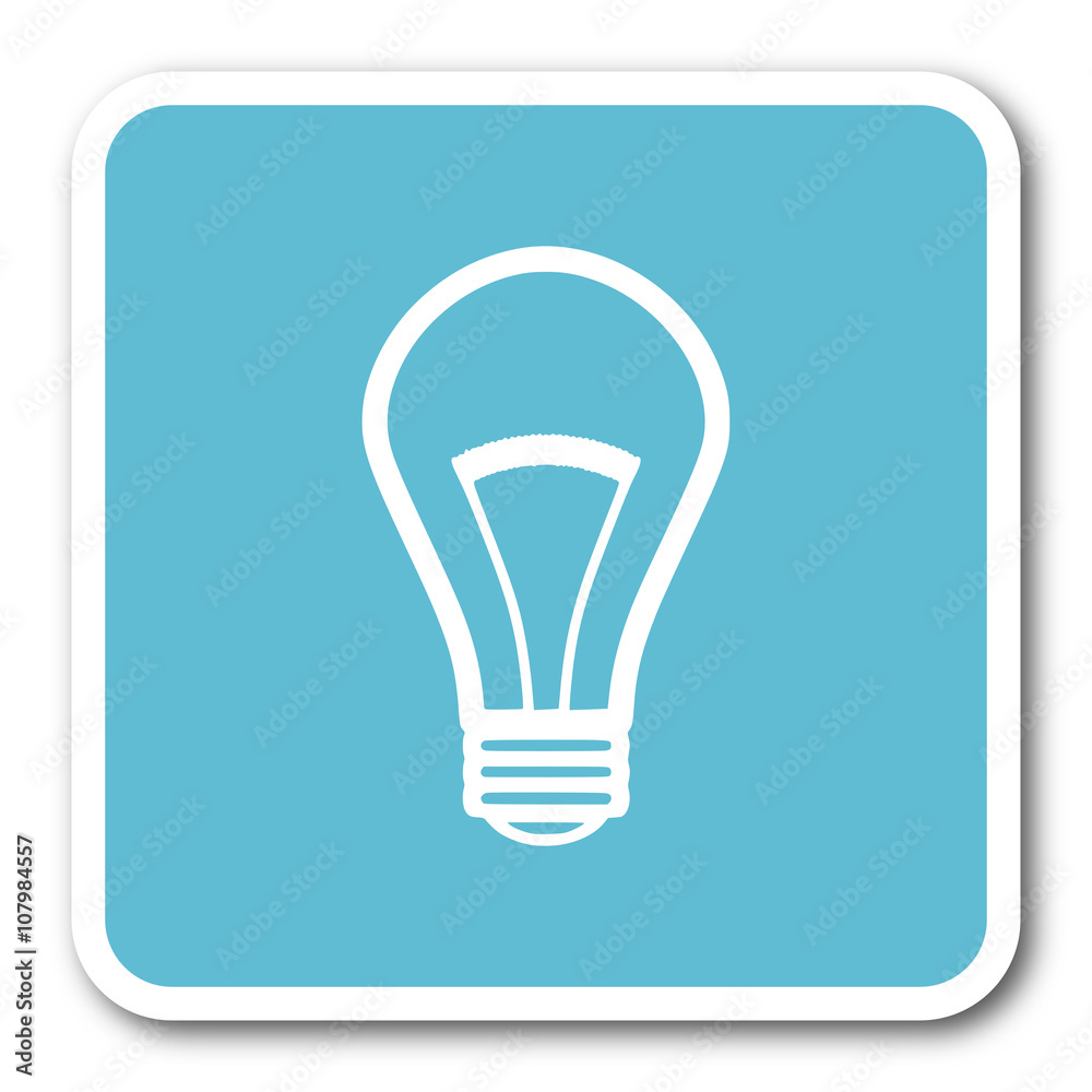 bulb blue square internet flat design icon bulb blue square internet flat design icon
