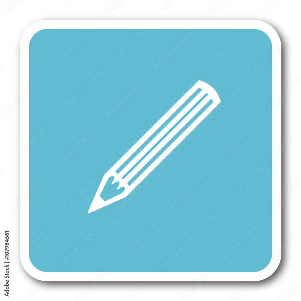pencil blue square internet flat design icon