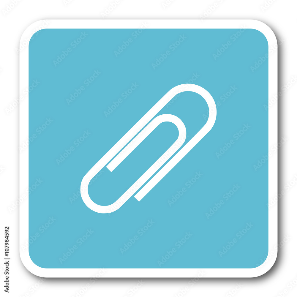 paperclip blue square internet flat design icon paperclip blue square internet flat design icon