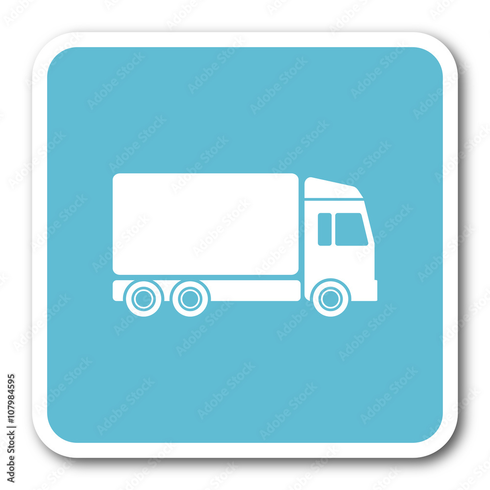 delivery blue square internet flat design icon delivery blue square internet flat design icon