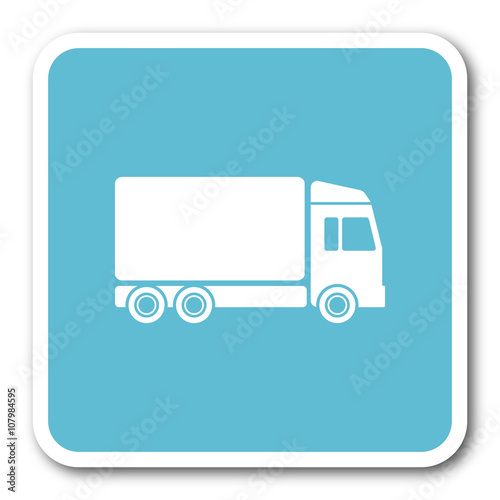 delivery blue square internet flat design icon