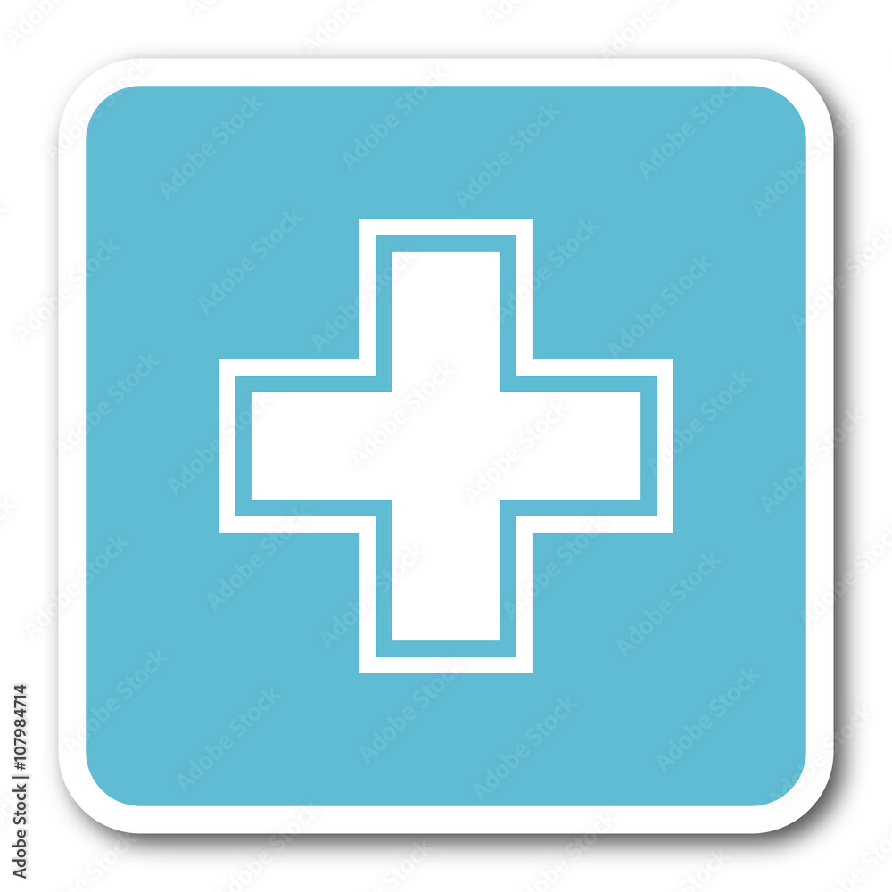 Fototapeta premium pharmacy blue square internet flat design icon