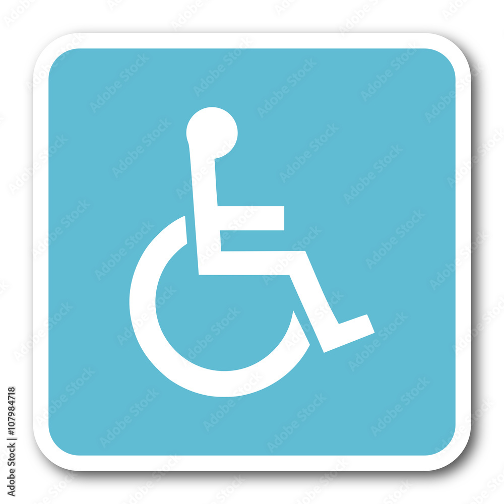 wheelchair blue square internet flat design icon wheelchair blue square internet flat design icon