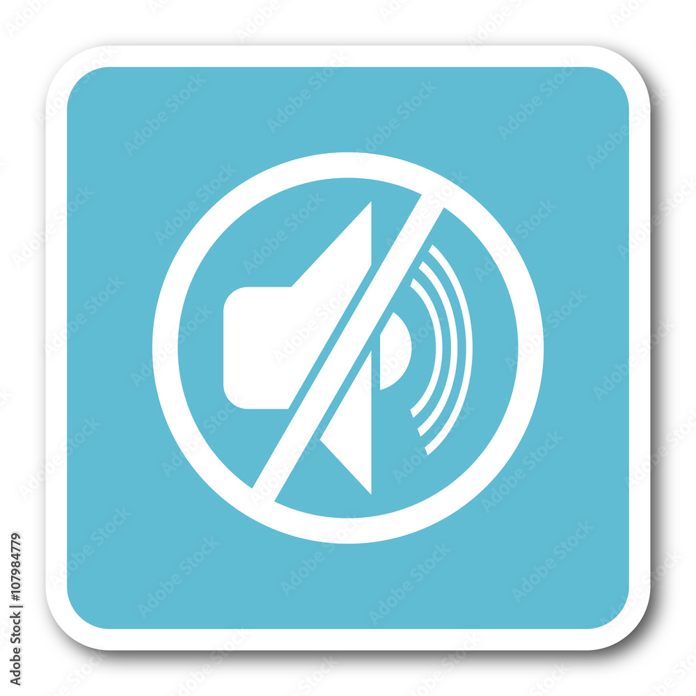 mute blue square internet flat design icon mute blue square internet flat design icon