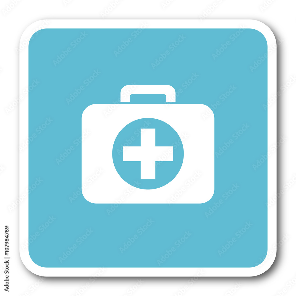 first aid blue square internet flat design icon first aid blue square internet flat design icon