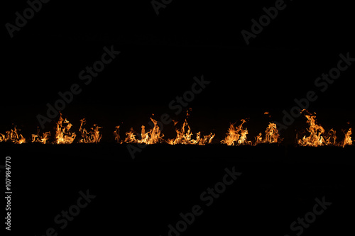 Fire burning on black