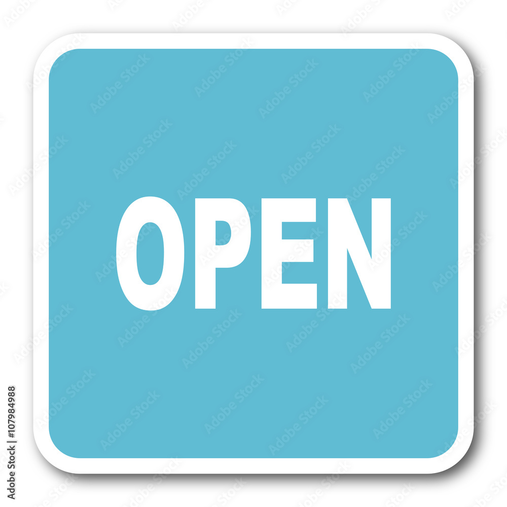 open blue square internet flat design icon open blue square internet flat design icon