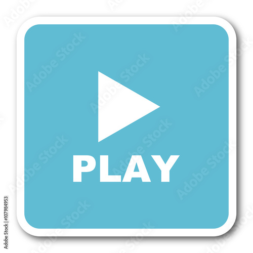 Free Download play blue square internet flat design icon - GFXLoad