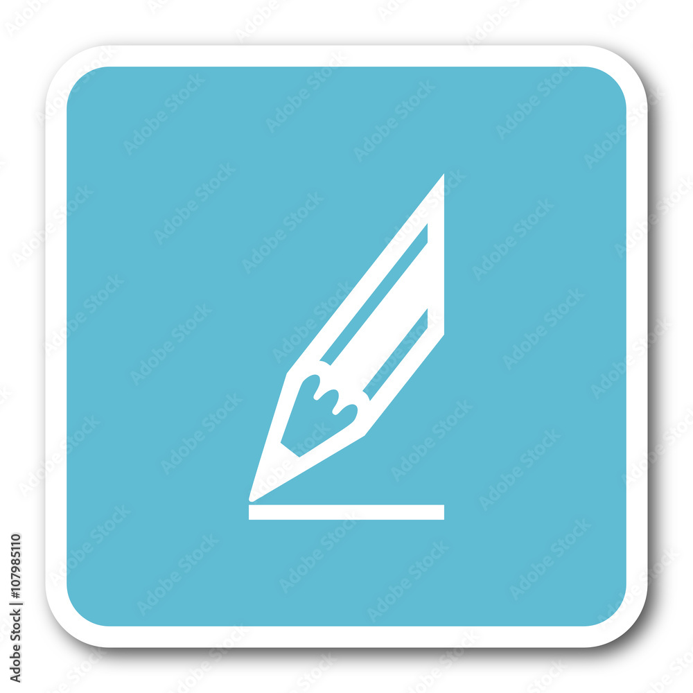 pencil blue square internet flat design icon pencil blue square internet flat design icon
