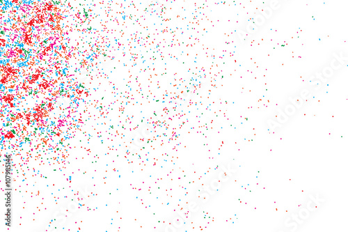 Colorful confetti on white background.