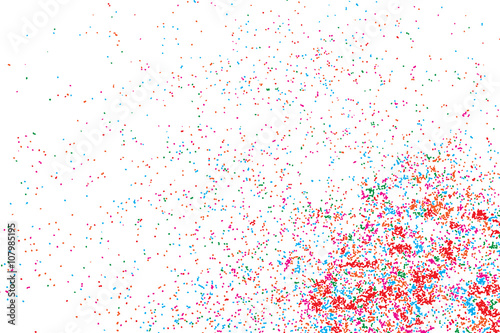 Colorful confetti on white background.